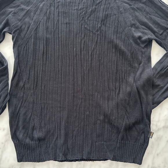 Just Cavalli Ribbed Rayon/Wool Black Sweater XL NWT $530 Oversized Crewneck - Picture 3 of 6